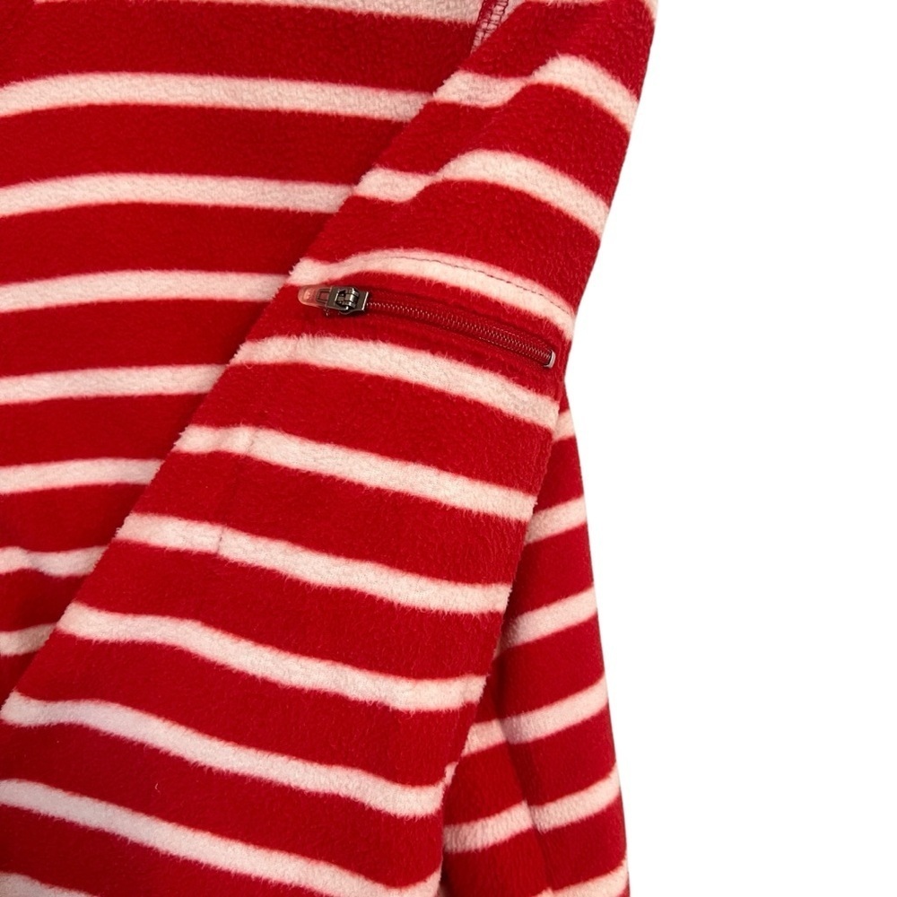 L.L. Bean Women’s Red and White Striped Full Zip Fleece Jacket Size Small - Picture 2 of 11